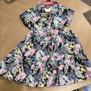 Vince Camuto Kids Jungle Print Dress - Black and Pink